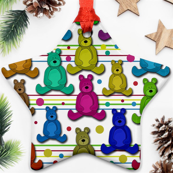 Teddy bear Star Ornament (Two Sides) 