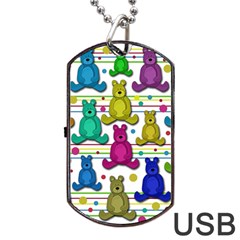 Teddy Bear Dog Tag Usb Flash (one Side) by Valentinaart