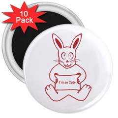 Cute Rabbit With I M So Cute Text Banner 3  Magnets (10 Pack)  by dflcprints