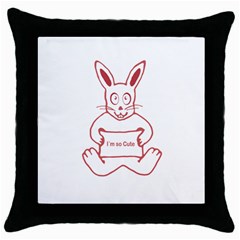 Cute Rabbit With I M So Cute Text Banner Throw Pillow Case (black) by dflcprints