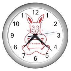 Cute Rabbit With I M So Cute Text Banner Wall Clocks (silver)  by dflcprints