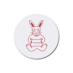 Cute Rabbit With I M So Cute Text Banner Rubber Coaster (round)  by dflcprints