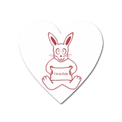 Cute Rabbit With I M So Cute Text Banner Heart Magnet by dflcprints