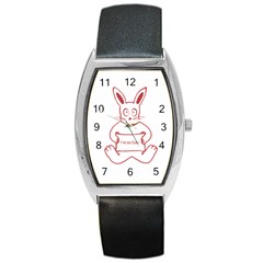 Cute Rabbit With I M So Cute Text Banner Barrel Style Metal Watch by dflcprints