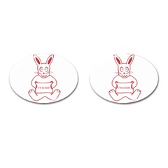 Cute Rabbit With I M So Cute Text Banner Cufflinks (oval) by dflcprints