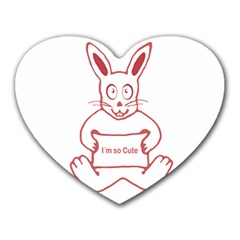 Cute Rabbit With I M So Cute Text Banner Heart Mousepads by dflcprints