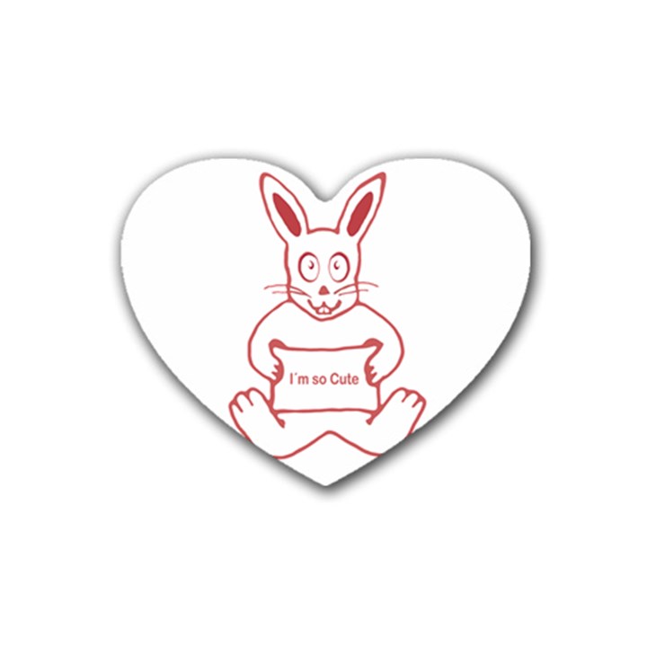 Cute Rabbit With I M So Cute Text Banner Heart Coaster (4 pack) 