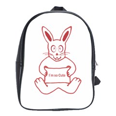 Cute Rabbit With I M So Cute Text Banner School Bags(large)  by dflcprints