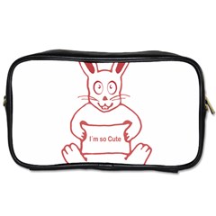 Cute Rabbit With I M So Cute Text Banner Toiletries Bags 2-side by dflcprints