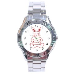 Cute Rabbit With I M So Cute Text Banner Stainless Steel Analogue Watch by dflcprints