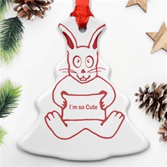 Cute Rabbit With I M So Cute Text Banner Christmas Tree Ornament (2 Sides)