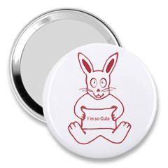 Cute Rabbit With I M So Cute Text Banner 3  Handbag Mirrors by dflcprints