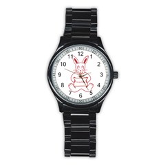 Cute Rabbit With I M So Cute Text Banner Stainless Steel Round Watch by dflcprints