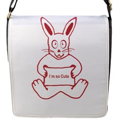 Cute Rabbit With I M So Cute Text Banner Flap Messenger Bag (s) by dflcprints