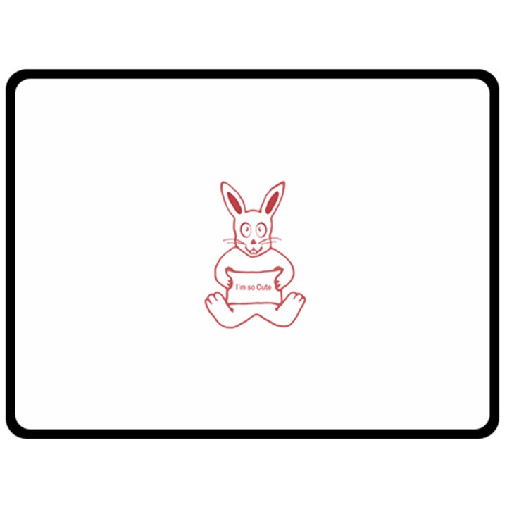 Cute Rabbit With I M So Cute Text Banner Double Sided Fleece Blanket (Large) 