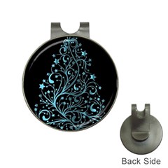 Elegant Blue Christmas Tree Black Background Hat Clips With Golf Markers by yoursparklingshop