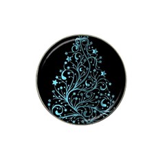 Elegant Blue Christmas Tree Black Background Hat Clip Ball Marker by yoursparklingshop