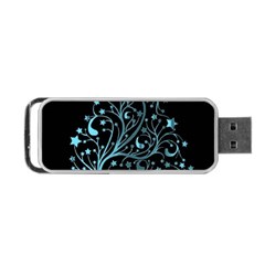 Elegant Blue Christmas Tree Black Background Portable Usb Flash (one Side) by yoursparklingshop