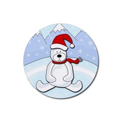 Polar Bear Rubber Coaster (round)  by Valentinaart