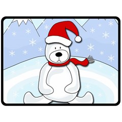 Polar Bear Fleece Blanket (large)  by Valentinaart