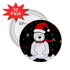 Polar Bear - Xmas Design 2 25  Buttons (10 Pack)  by Valentinaart