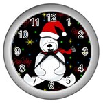 Polar bear - Xmas design Wall Clocks (Silver)  Front