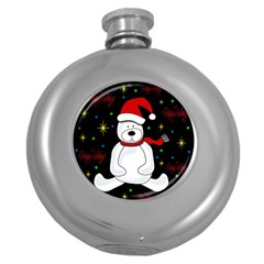 Polar Bear - Xmas Design Round Hip Flask (5 Oz) by Valentinaart