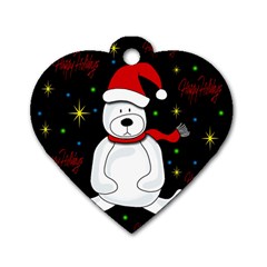 Polar Bear - Xmas Design Dog Tag Heart (one Side) by Valentinaart