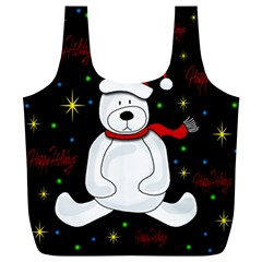 Polar Bear - Xmas Design Full Print Recycle Bags (l)  by Valentinaart