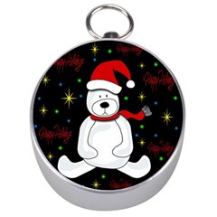 Polar Bear - Xmas Design Silver Compasses by Valentinaart