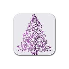 Elegant Starry Christmas Pink Metallic Look Rubber Coaster (square)  by yoursparklingshop