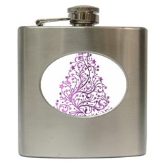 Elegant Starry Christmas Pink Metallic Look Hip Flask (6 Oz) by yoursparklingshop