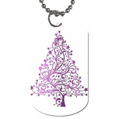 Elegant Starry Christmas Pink Metallic Look Dog Tag (two Sides) by yoursparklingshop