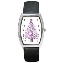 Elegant Starry Christmas Pink Metallic Look Barrel Style Metal Watch by yoursparklingshop