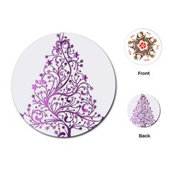 Elegant Starry Christmas Pink Metallic Look Playing Cards (round)  by yoursparklingshop