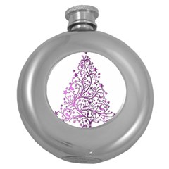 Elegant Starry Christmas Pink Metallic Look Round Hip Flask (5 Oz) by yoursparklingshop