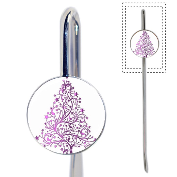 Elegant Starry Christmas Pink Metallic Look Book Mark