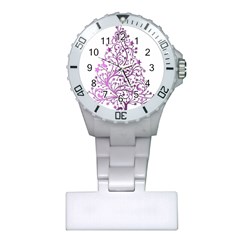 Elegant Starry Christmas Pink Metallic Look Plastic Nurses Watch by yoursparklingshop