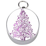 Elegant Starry Christmas Pink Metallic Look Silver Compasses Front