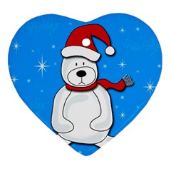 Polar Bear - Blue Ornament (heart)  by Valentinaart