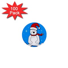 Polar Bear - Blue 1  Mini Buttons (100 Pack)  by Valentinaart