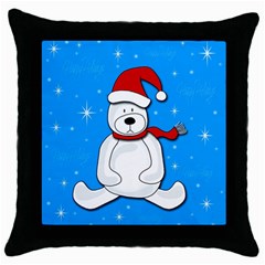 Polar Bear - Blue Throw Pillow Case (black) by Valentinaart