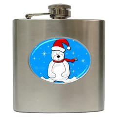 Polar Bear - Blue Hip Flask (6 Oz) by Valentinaart