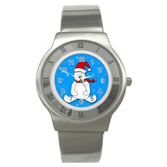 Polar Bear - Blue Stainless Steel Watch by Valentinaart