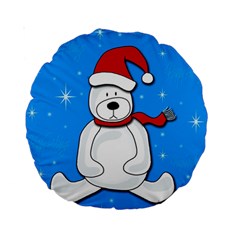 Polar Bear - Blue Standard 15  Premium Round Cushions by Valentinaart