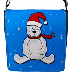 Polar Bear - Blue Flap Messenger Bag (s) by Valentinaart