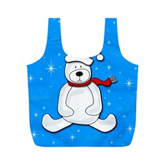 Polar Bear - Blue Full Print Recycle Bags (m)  by Valentinaart