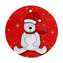 Polar Bear - Red Ornament (round)  by Valentinaart