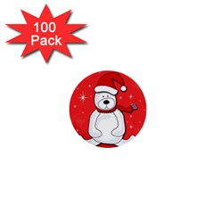 Polar Bear - Red 1  Mini Buttons (100 Pack)  by Valentinaart