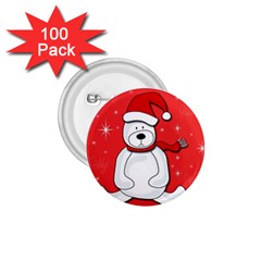 Polar Bear - Red 1 75  Buttons (100 Pack)  by Valentinaart